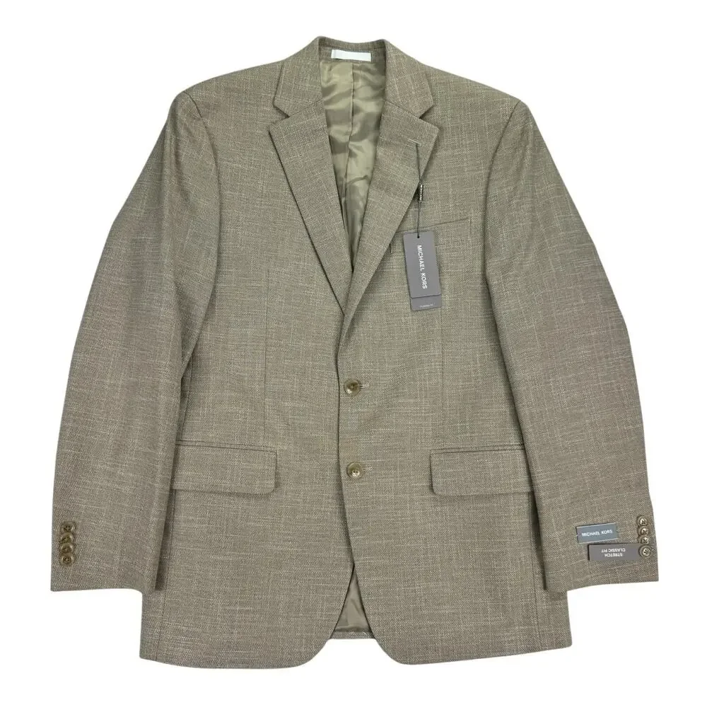 Michael Kors Mens Kent Classic Fit Stretch Sport Coat Tan 38R